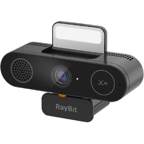5-in-1 Design 4K Webcam with Speaker and Microphone, Built-in Light, Privacy Cover, AI Auto-Framing Cam, Computer USB C Web Camera for PC, Desktop, Laptop, Mac, Streaming, Video Conference