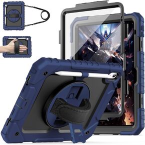 Cantis Case for iPad 10th Generation 10.9 inch 2022 with Screen Protector, iPad Cover 10th Generation with 360 Degree Rotating Stand/Shoulder Strap/Pencil Holder, Black