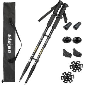 Ultralight Aluminum Trekking Poles-Collapsible Hiking Poles,Comfort Handle with Rubber Grips,Lightweight Folding Outdoor Walking Sticks for Adult&Children,Hiking,Camping,Backpacking-2 Packs