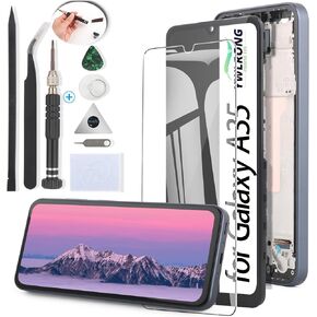 YWLRONG for Samsung Galaxy A35 5G Screen Replacement for Samsung A35 5G A356U LCD Display Touch Screen Digitizer Assembly Replacement with Tools（with Frame）
