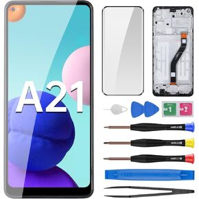 for Samsung Galaxy A21 Screen Replacement with Frame LCD Display Touch Digitizer Full Assembly Fix Glass with Repair Tools Kit SM-A215U SM-A215U1