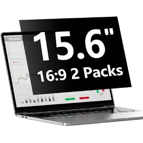 Laptop Privacy Screen Protector 15.6 Inch with Hp Dell Acer Asus Samsung LG and More, Removable Security Shield Filter for 16:9 Aspect Ratio Portable Monitor Like MSI and More (15.6" Diagonal 16:9 2 Packs)