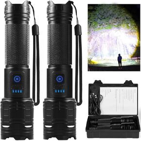 Rechargeable Flashlights 990,000 High Lumen, 2 Pack Super Bright LED Flashlight with 5 Modes, High Powered Flash Light for Home, Camping, Outdoor