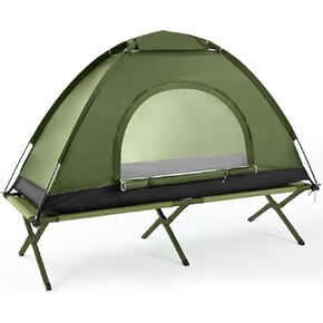 Single Person Camping Tent Cot, 75''l x 25''w x 16.5'' H Portable Camping Cots for Adults Ultralight Cot Tent Folding Camping Bed with Storage Bag for Outdoor Hiking Travel Home Picnic