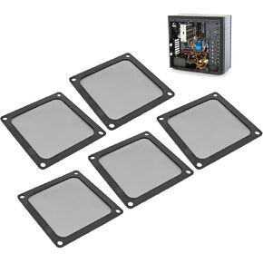 Dust Filter for Computer PC Cooler Fan, 80 x 80mm Magnetic Frame PC Fan Dust Mesh, PC Cooler Filter Nylon Cover Computer Fan Grills, Black, 5 Pack