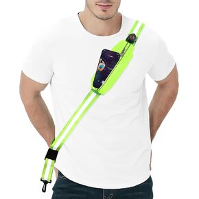 LED Reflective Belt Sash for Walking at Night, Adjustable Length High Visibility Reflective Sash Gear with Phone Bag and Carabiner Hook