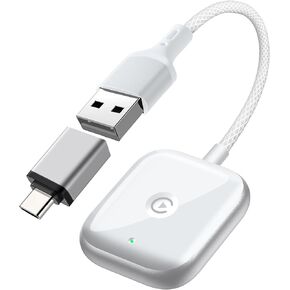Wireless CarPlay Adapter for Apple CarPlay，Convert Wired to Wireless iPhone CarPlay Adapter-Instant Connectivity Bluetooth WiFi Mini Wireless CarPlay Dongle for Cars from 2016 and iOS 10+ （White）