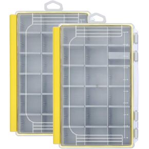 Aventik Fishing Tackle Box Waterproof Organizer with Removable Dividers Study Lure Storage Box and Terminal Tackle Storage 3600/3700 Tackle Trays (Yellow(2), 3600-10.75x7.13x1.8inch)
