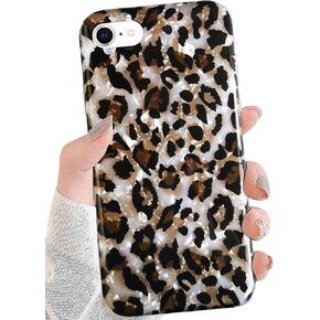 J.west iPod Touch 7th Generation Case, iPod Case 6th Gen iPod Touch 5 Case, Sparkle Translucent Clear White Leopard Cheetah Print Soft TPU Silicone Protective Case Cover for Girls Women (Bling)