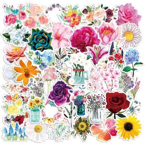 Flower Stickers|50-Pack | Cute,Waterproof,Aesthetic,Trendy Stickers for Teens,Girls,Perfect for Laptop,Hydro Flask,Phone,Skateboard,Travel| Extra Durable Vinyl (Flower Stickers)