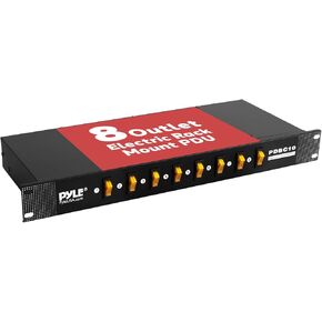 Pyle Electric Rack Mount PDU Unit - 8 Outlets with Digital Display & Circuit Breaker and Surge Protection, 1U/15A/120V Aluminum Alloy Power Distribution for Server Racks, Covered ON/Off Switch