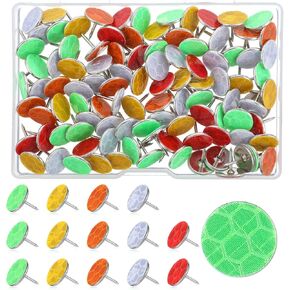 100pcs Reflective Tacks Trail, Trail Markers for Hunting Reflective Tacks for Trail Marking Night Thumbtack Reflective Thumb Tacks for Hunting Hiking Outdoor Camping Tree Stand