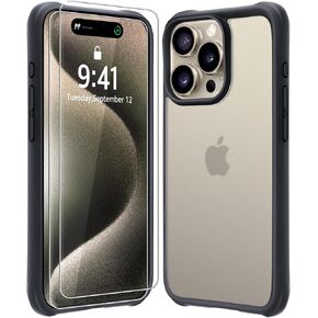 Mkeke for iPhone 15 Pro Max Case Black, [Not-Yellowing] with 2X Screen Protector, [Military-Grade Drop Protection] Shockproof Protective Phone Cases 2023
