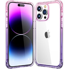 Mkeke for iPhone 14 Pro Case Clear, [Military Grade Protection] [Not Yellowing] Shockproof Phone Case for Apple iPhone 14 Pro 2022 - Purple Pink