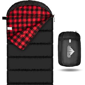 AGEMORE Cotton Flannel Sleeping Bag for Adults, Lightweight XXL Cotton Sleeping Bag for Camping Backpacking or Hiking, Water Resistant 3-4 Season Sleeping bag for Warm & Cool Weather