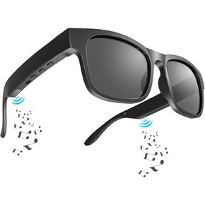 Smart glasses, Bluetooth sunglasses for men and women Dual speakers and Hands-free calling, Polarized lenses, Apply to outdoor sports,travel, Drive listening to music (Black lenses)