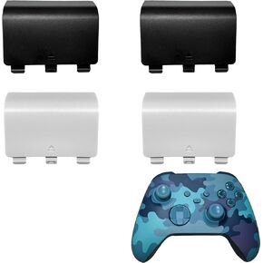 تغطية خلفية للبطارية لوحدة التحكم في سلسلة Xbox Series S/X ، باب غطاء البطارية متوافق مع وحدة تحكم من سلسلة Xbox S/X ، جزء إصلاح البطارية المتوافق مع سلسلة Xbox X/Series S (2Black+2 White)