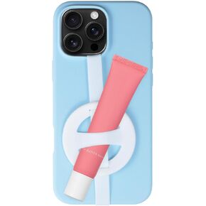Silicone Lip Gloss Holder for Cell Phone, Lipstick Lip Glaze Phone Case Back On Strap for iPhone, Samsung, Android Phones (White)