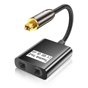 Optical Audio Splitter 1 in to 2 Out Toslink Splitter Optical Adapter Ideal for Home Theatre and More-Black
