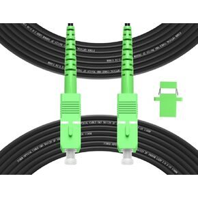 Fibergaga-30M(98ft) SC/APC to SC/APC Outdoor Fiber Optic Cable, Simplex Single Mode Fiber,OS2 Fiber Optic Internet Cable - OS1/OS2 Compatible Black