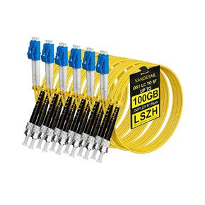 6 Pack LC to ST Fiber Patch Cable OS1, 2M(6.56FT) Single Mode Duplex Fiber ST to LC Jumper Cord 9/125um LSZH for Fiber Optic Transceivers