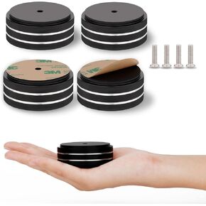 Monosaudio Audio Isolation Feet Aluminum Amplifier Feet 58*22MM Turntable Isolation Pad with 3M Adhesives/Non-Slip Rubber Ring/M4 Screw for Audio,Speakers,Subwoofers, Turntable,Amplifier,DAC(Silver)