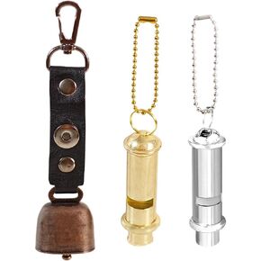 3 Pcs Loud Bear Bells with Magnetic Silencer and Emergency Whistle for Survival Bear Bells for Hiking Loud Whistle Emergency Whistle Survival Loud Bear Whistle