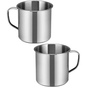 Luxshiny Stainless Steel Coffee Mug with Handle 2pcs Metal Cups 100ml Camping Mug Dishwasher Safe Tea Cups Unbreakable Toothbrush Cup for Home Travel Camping Outdoors