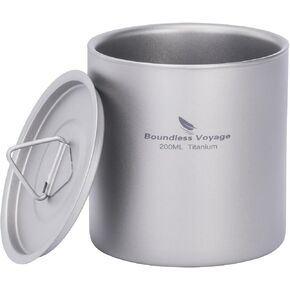 Boundless Voyage Titanium Double Walled Cups Ultralight Stackable Storage Metal Tea Coffee Drinking Mug Durable Portable Cup for Outdoor Camping Daily Use (300ml) in Saudi Arabia