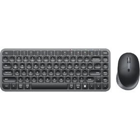 Bluetooth Keyboard and Mouse, Vssoplor Compact Multi-Device Wireless Keyboard Mouse Combo Set for Business and Travel, 2.4G+Bluetooth Portable Keyboard for Laptop iPad Tablet-Black Gray