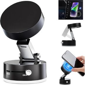 Vacuum Magnetic Suction Phone Holder, 2025 New Magnetic Suction Phone Mount, Foldable Portable Double-Sided Vacuum Magnetic adsorption Adjustable Mobile Phone Holder for All Phones (Black)
