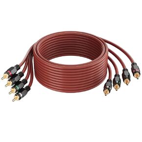 Adoreen 4-Chanel RCA Audio Cable 8 Ft, Oxygen Free Copper Male to Male Twisted Pair RCA Interconnect Cable with Noise Reduction, Gold-Plated Series Car Stereo Power Sports & Marine Connector Cable