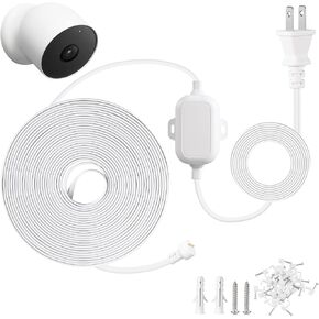 30FT/9.1m Power Cable for Google Nest Cam(Battery) - 2nd Generation, Weatherproof Charge Cable, Flat Power Cord Provides Continuous and Stable Power Supply