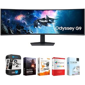 SAMSUNG 49" Odyssey G9 G95C DQHD 240Hz DisplayHDR 1000 Curved Gaming Monitor Bundle with Tech Smart USA Elite Suite 18 Standard Editing Software Bundle + 1 Year CPS Enhanced Protection Pack