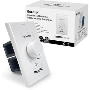 Herdio 100W Volume Control Knob for Speakers, Flush in Wall Volume Controller with 3 Independent Plate, Precise Sound Adjustment with 12-Position, Wide Compatibility for Home Audio Volume Adjustment