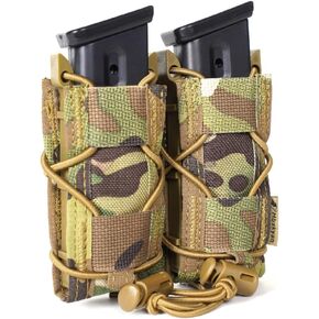 Pistol Double Magazine Holder 9mm, Double 9MM Mag Pouch,9mm Magazine Holster,Molle Pistol Magazine Pouches,Open-Top Handgun Ammo Holder 9mm/.40 Caliber Response Compatible MOLLE Belts