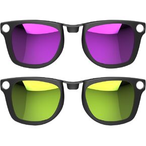 2Pcs Polarized Clip for Ray-Ban Meta Wayfarer Smart Glasses, Discoloration Clips Compatible with Ray-Ban Meta Wayfarer Standard (Size M) Protect Your Eyes, Cool and Fashion (Yellow, Purple)