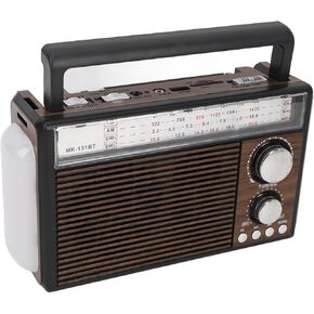 Retro FM Radio, Shortwave Portable Vintage Radio with Antenna and BT Chip, Battery Operated or Power Retro Radio with Big Bluetooth Speaker for Home Kitchen Outdoor (US Plug)