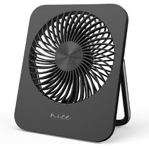 Desktop Fan, Black Rechargeable 180° Tilt Folding Table Fan with USB-C Charging, 3 Speed Adjustments for Home Office Desktop (Black)