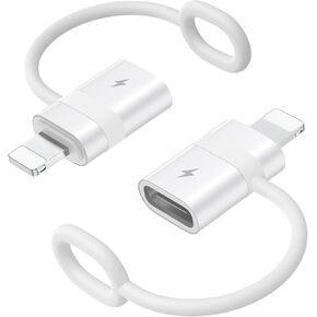 MoKo USB C to Lightning Adapter with 36W PD Fast Charging, USB-C Female to Lightning Male Adapter for iPhone 14/13/12/11/iPad/iPod/AirPods, with Anti-Lost Loop, Not for Audio/OTG, White