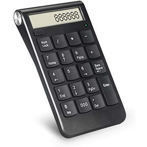 Sanpyl Numeric Keypad with LCD Display, 2.4G Number Pad Calculator Function Accounting Digital Keyboard, USB Receiver, for Laptop, PC, Desktop, Notebook (Black)