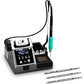 SUGON T21 Precision Soldering Iron Station 120w, 2 Seconds Fast Heat up 716℉, 210 Soldering Iron Tips, Universal 110v-220v, Auto Sleep, 3 Memory Storage, 212℉-842℉, C / °F, for Electronics, Smd