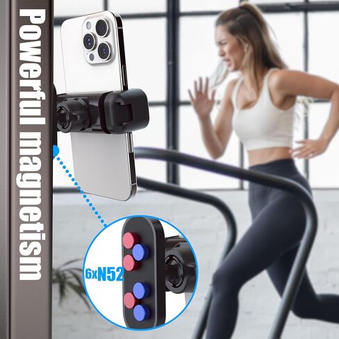 Gym Magnetic Phone Holder Mount,Portable Magnetic Cell Phone Holder for Gym,360 Degree Adjustable,Compatible with 4-7" Smartphones in Saudi Arabia