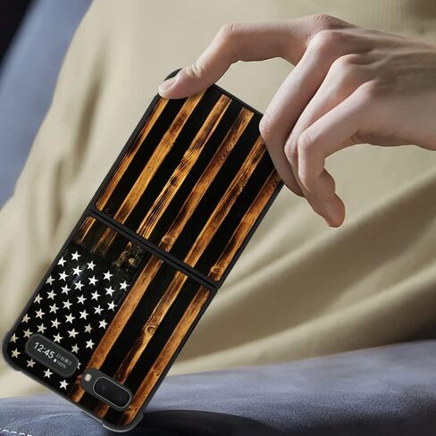 Case Compatible with Samsung Galaxy Z Flip 5G Case,Classic Wood Grain Old Flag Luxury Pattern Design for Man Boys Girls Dual Layer Shockproof Rugged Cover Bumper Cool in Saudi Arabia