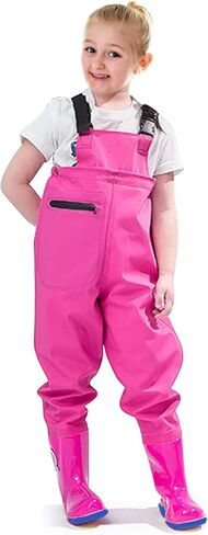 Kids Chest Waders with Non-Slip Boots, Attached System with Waterproof Trousers, Waders for Boys and Girls in Saudi Arabia