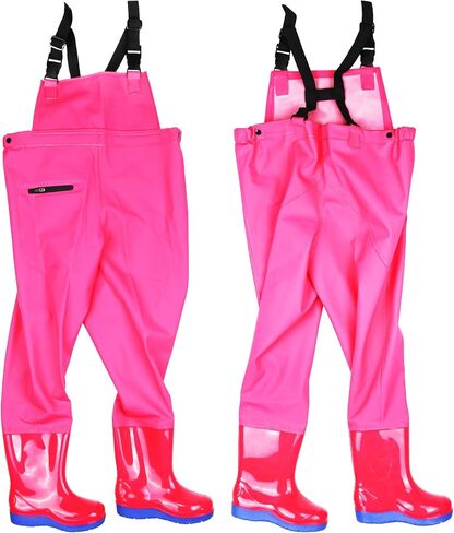 Kids Chest Waders with Non-Slip Boots, Attached System with Waterproof Trousers, Waders for Boys and Girls in Saudi Arabia