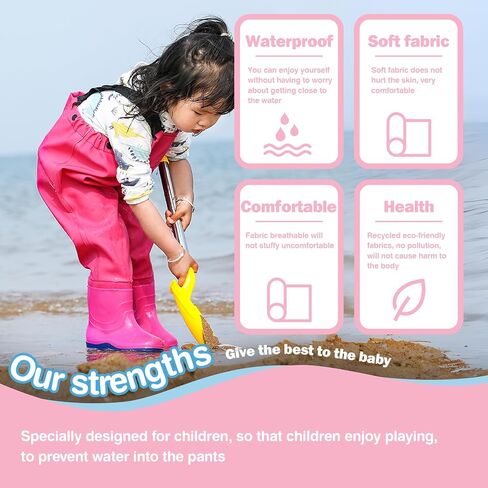 Kids Chest Waders with Non-Slip Boots, Attached System with Waterproof Trousers, Waders for Boys and Girls in Saudi Arabia