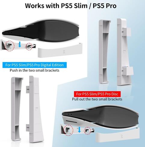 قوس التثبيت الأفقي لـ PS5 Pro/PS5 Slim ، Easy Enstrivation High Sentive ، PS5 Stand ، PS5 أفقي ، حامل PS5 Slim ، الطرز الطرز الجديد PS5 (شفاف) in Kuwait