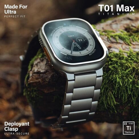 Titanium Watch Band T01 (Max) - Fits Apple Watch ULTRA & ULTRA 2 (49mm) - Adjustable Titanium Apple Watch Band with Secure Clasp - Premium Color Matching Band with Comfortable grip in Saudi Arabia