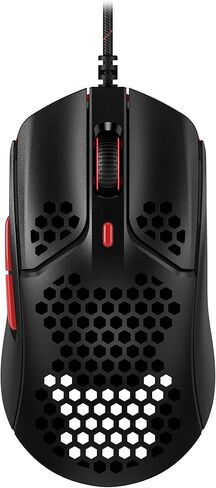 HyperX Pulsefire Haste – Gaming Mouse – Ultra-Lightweight, 59g, Honeycomb Shell, Hex Design, Hyperflex USB Cable, Up to 16000 DPI, 6 Programmable Buttons - Black/Red (Renewed) in Saudi Arabia